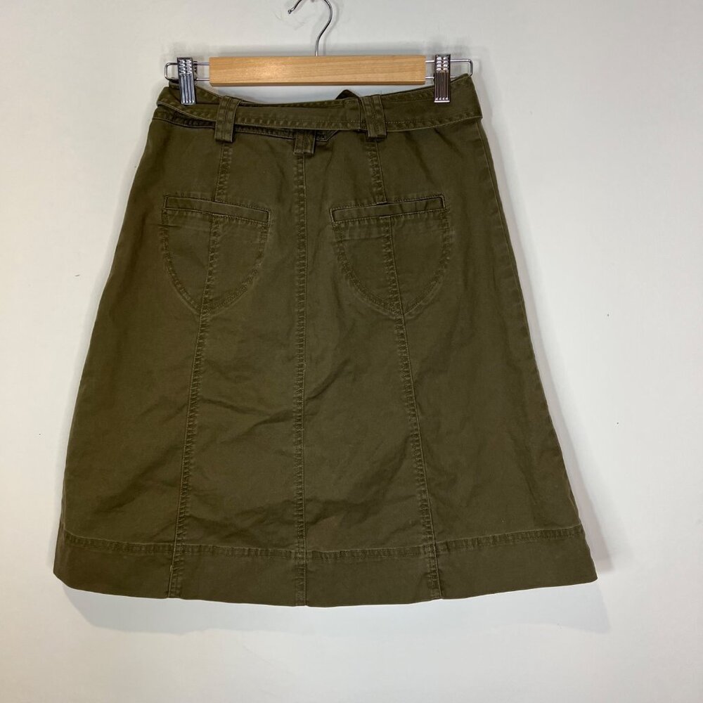 Talbots Stretch Skirt Green Button‎ Front Tie Waist Belt Size 2 - Picture 8 of 10